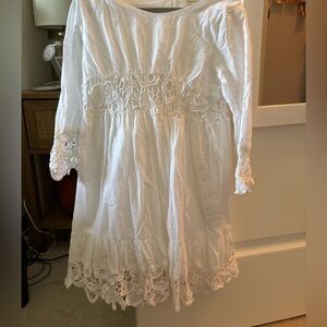 Zara Girls White cotton lace dress
